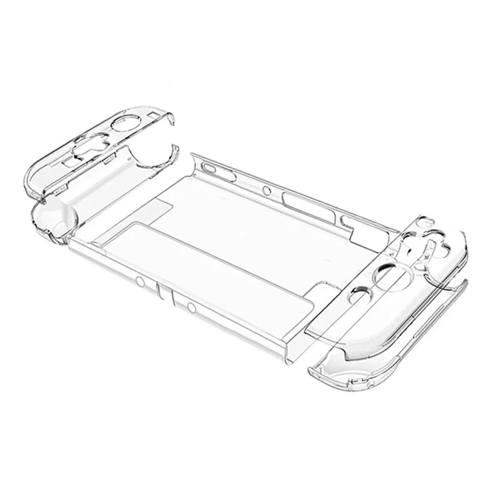 For Nintendo Switch OLED Transparent Crystal Case Hard PC Split Protective Cover with Kickstand - 1