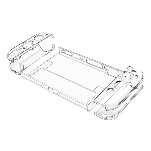 For Nintendo Switch OLED Transparent Crystal Case Hard PC Split Protective Cover with Kickstand - 1