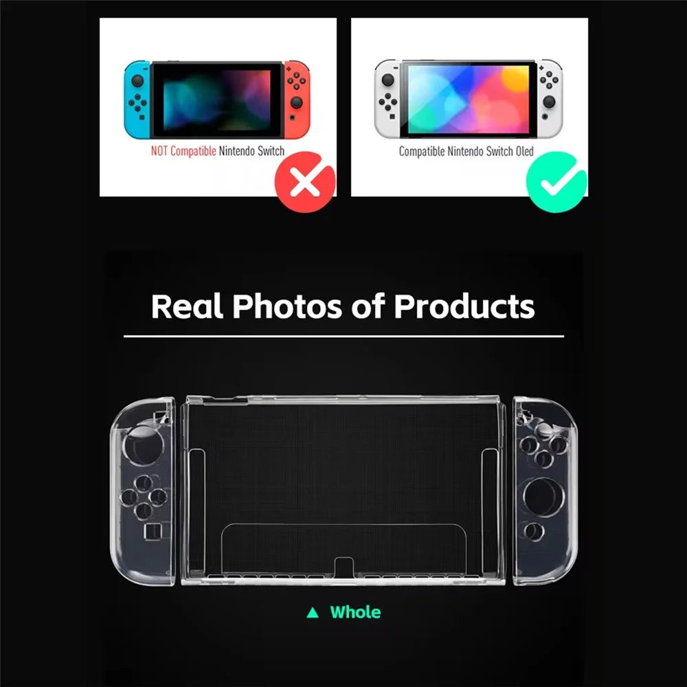 For Nintendo Switch OLED Game Console Transparent Crystal Case Soft TPU Split Protective Cover - 4