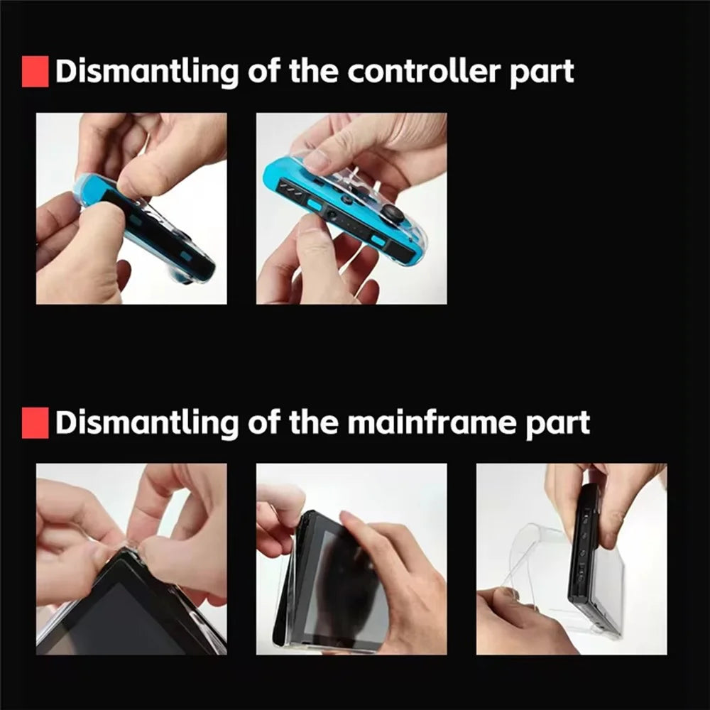 For Nintendo Switch OLED Game Console Transparent Crystal Case Soft TPU Split Protective Cover - 5