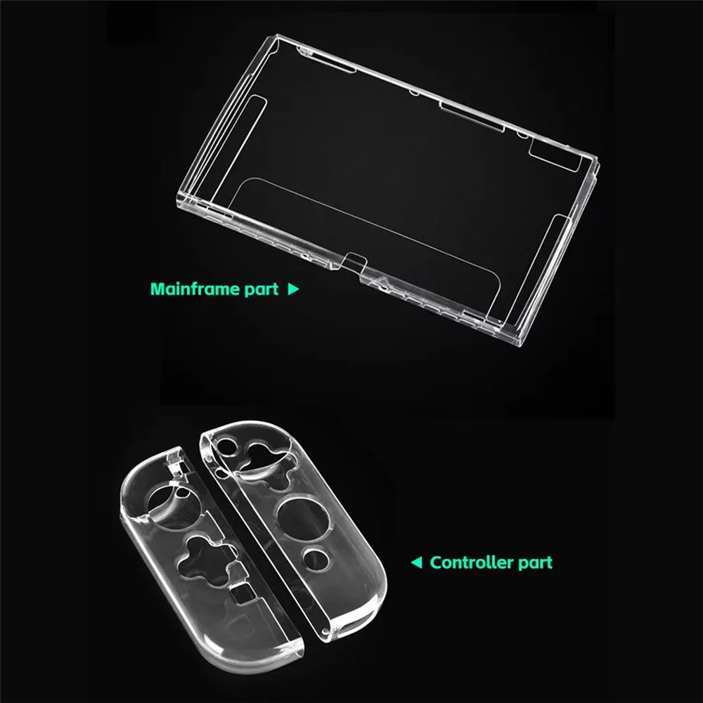 For Nintendo Switch OLED Game Console Transparent Crystal Case Soft TPU Split Protective Cover - 7