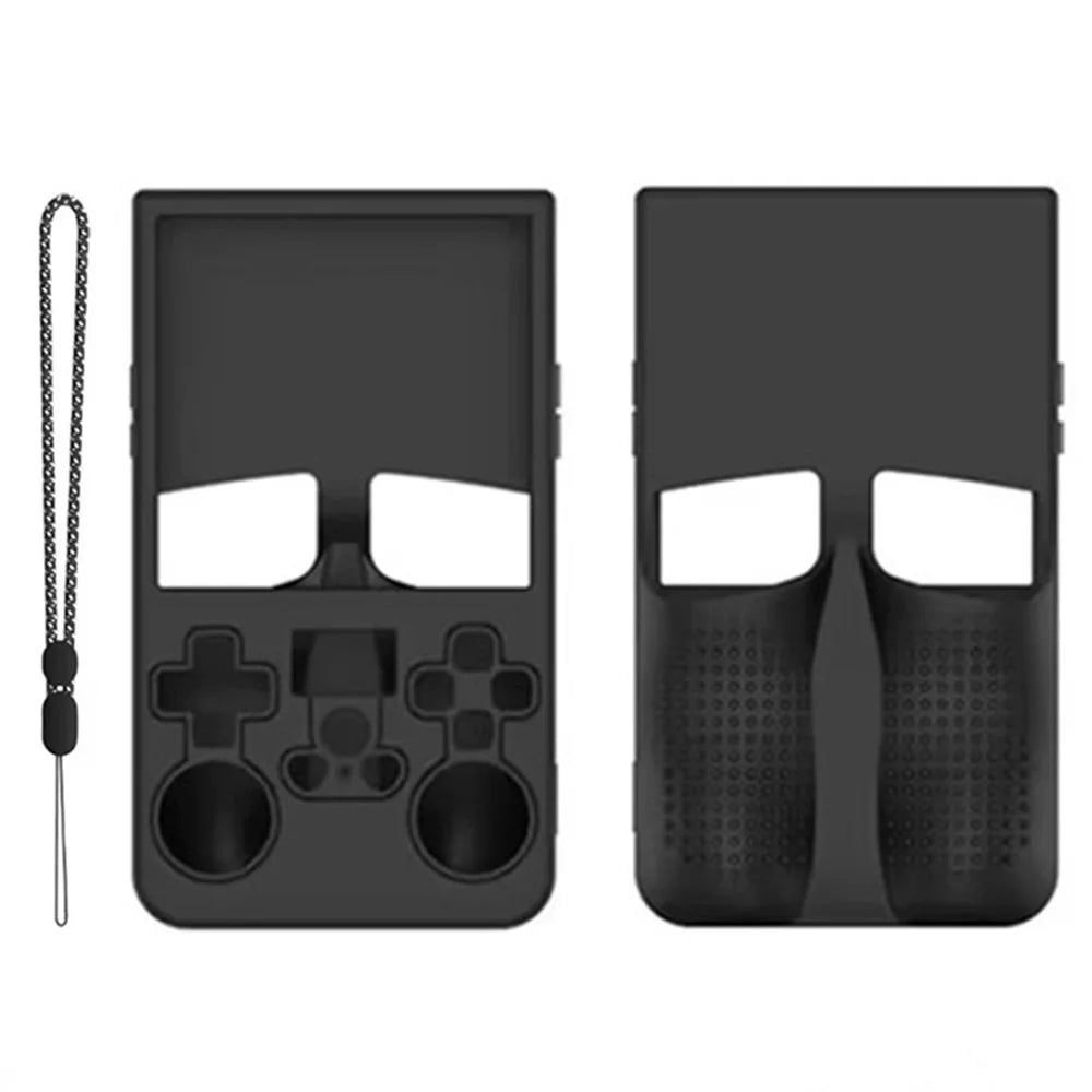 For R36MAX Open Source Handheld Game Console Portable Silicone Protective Case with Wrist Strap - Black - 1