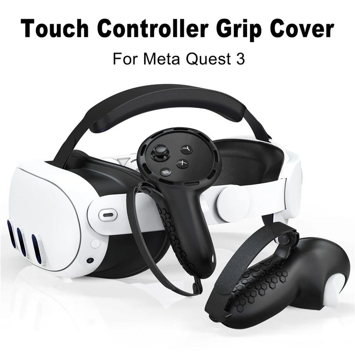 For Meta Quest 3S Silicone Accessory Set with VR Headset Cover  /  Controller Grips  /  Face Mask - Black - 7