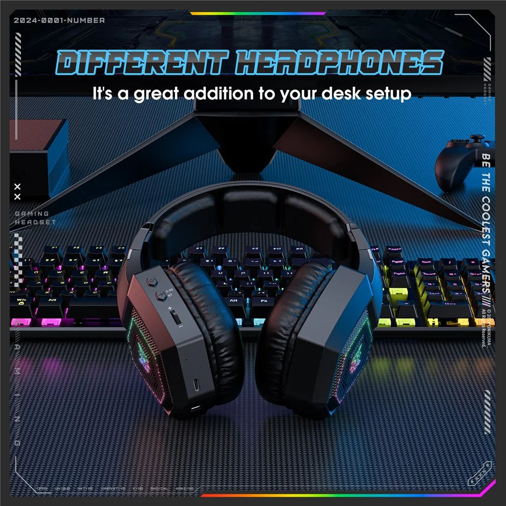 ONIKUMA GT806 Gaming Headset Triple Mode RGB Lighting Surround Sound Bluetooth-Compatible Headphones - Black - 7