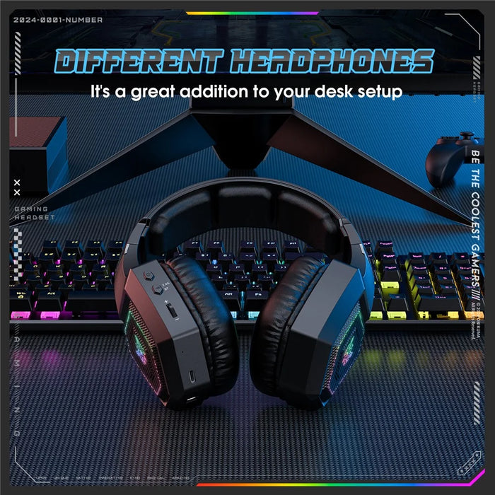 ONIKUMA GT806 Gaming Headset Triple Mode RGB Lighting Surround Sound Bluetooth-Compatible Headphones - Black - 7