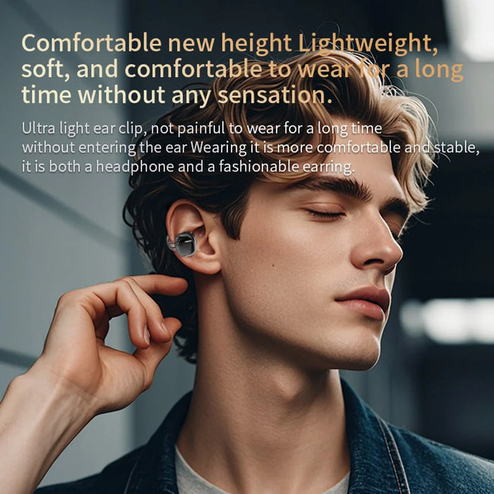 YX59 Open Ear OWS Clip On Wireless Headphones Noise Reduction Bluetooth-Compatible Earbuds - Black - 4
