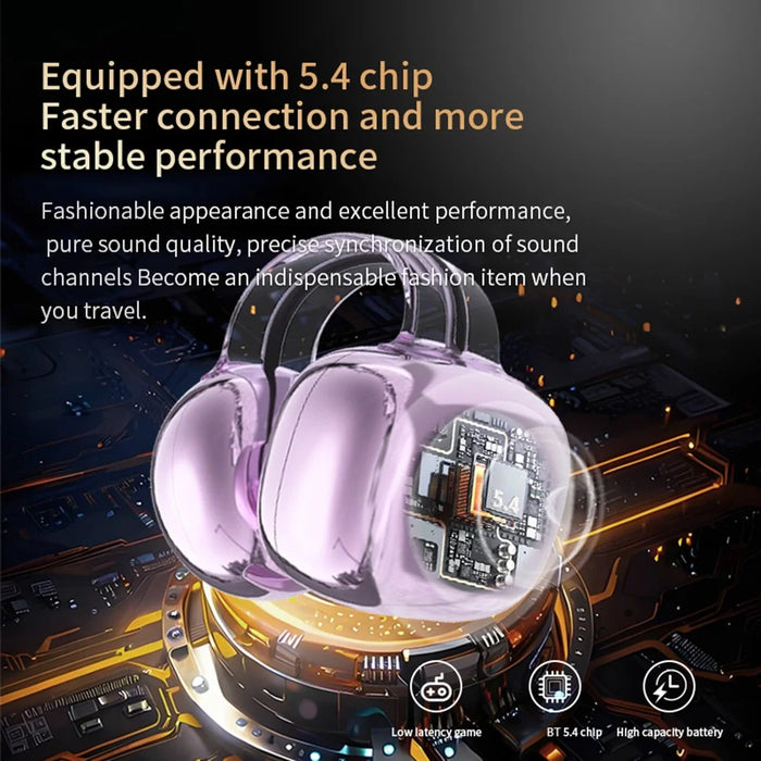 YX59 Open Ear OWS Clip On Wireless Headphones Noise Reduction Bluetooth-Compatible Earbuds - Black - 7