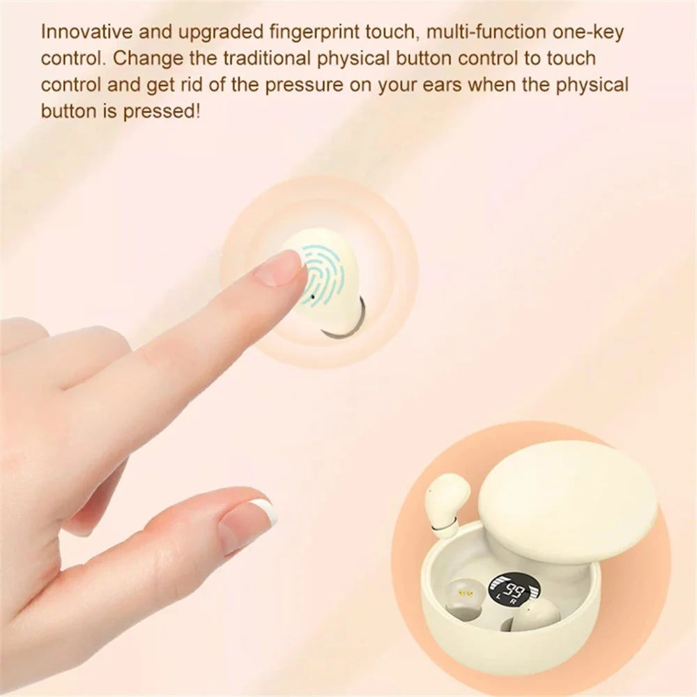 SK26 HiFi Sound Wireless Bluetooth-Compatible Earbuds for Sleep Noise Cancelling Invisible Mini Headphones - Nude - 3