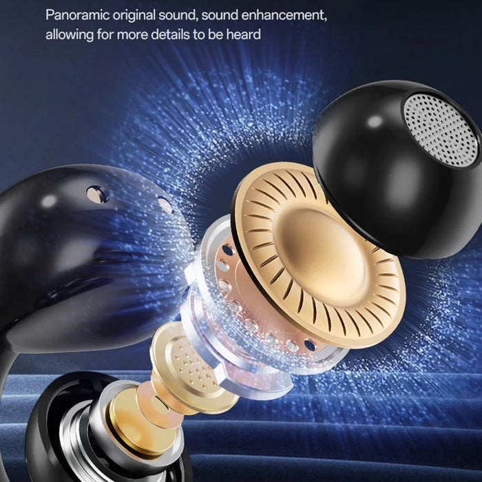 M100 Wireless Headphone Bluetooth-Compatible Headset Clip On Earbuds with Screen - Black - 5