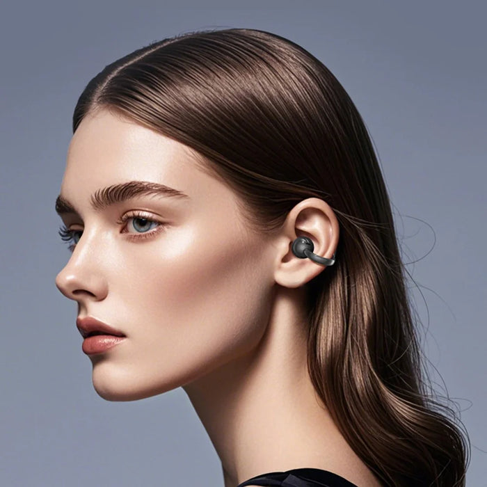 M100 Wireless Headphone Bluetooth-Compatible Headset Clip On Earbuds with Screen - Black - 6