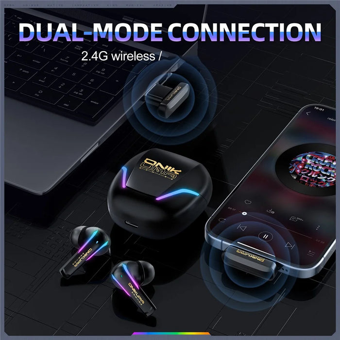 ONIKUMA T27 IPX4 Waterproof 2.4G Wireless Bluetooth-Compatible Gaming Earbuds Low Latency True Wireless Earphones - 6