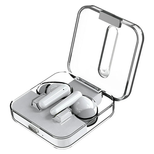 S168 Wireless Bluetooth-Compatible Earphones Touch Control Music Headset with Clear Charging Case - White - 1