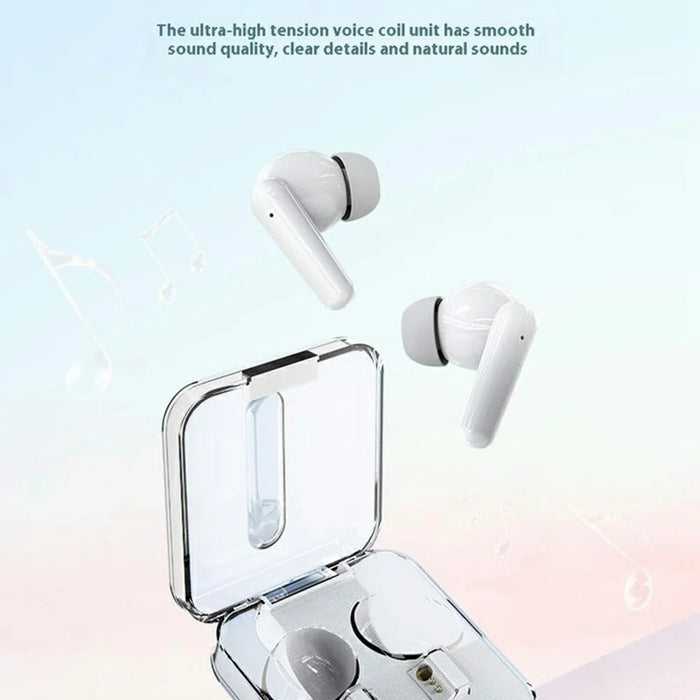 S168 Wireless Bluetooth-Compatible Earphones Touch Control Music Headset with Clear Charging Case - White - 2