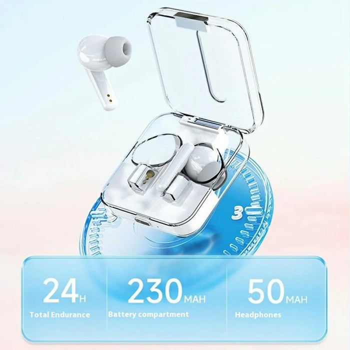 S168 Wireless Bluetooth-Compatible Earphones Touch Control Music Headset with Clear Charging Case - White - 3