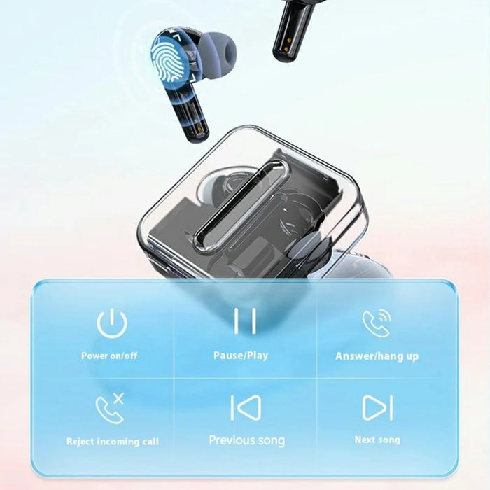S168 Wireless Bluetooth-Compatible Earphones Touch Control Music Headset with Clear Charging Case - White - 4