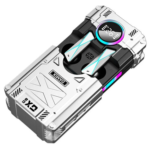 DX-08 Mechanical Mecha Bluetooth-Compatible Earbuds 140+ Languages Translation HD Call Wireless Earphones - Silver - 1