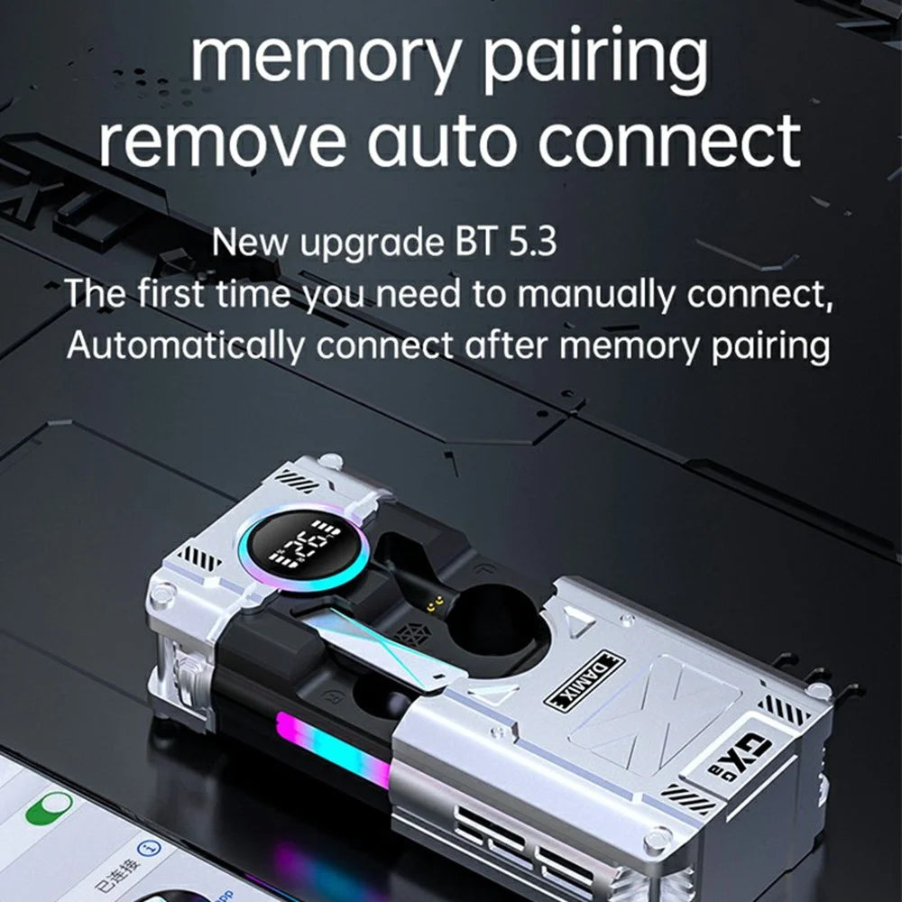 DX-08 Mechanical Mecha Bluetooth-Compatible Earbuds 140+ Languages Translation HD Call Wireless Earphones - Silver - 7