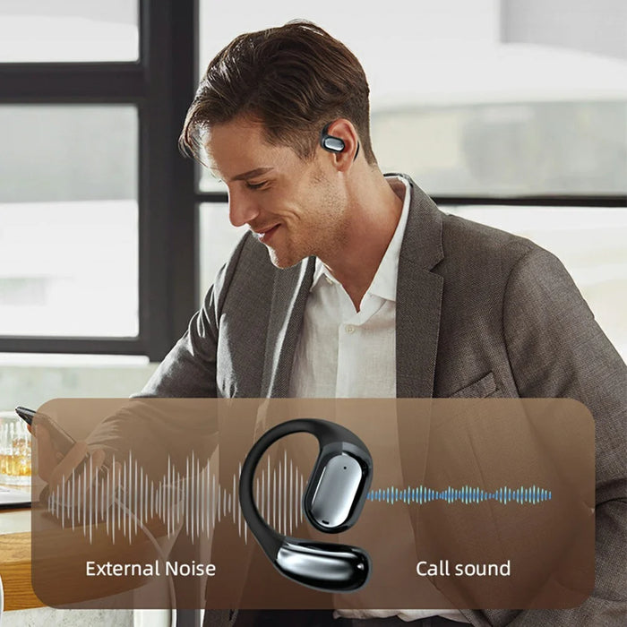 P-Q10 AI Smart Translation Earbuds BT Headset Digital Display Hanging Ear Wireless Earphones - Black - 6