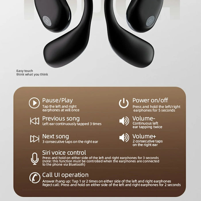 P-Q10 AI Smart Translation Earbuds BT Headset Digital Display Hanging Ear Wireless Earphones - Black - 7