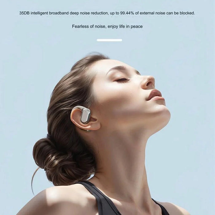 Q18 AI Translation Earbuds Ear Hanging Wireless BT Earphones with Screen Display Charging Case - White - 3