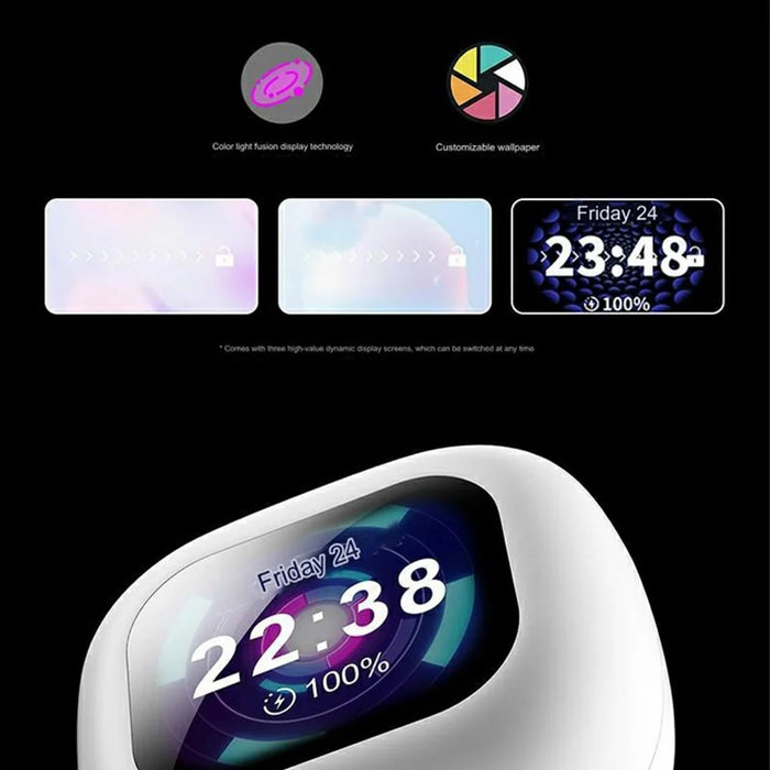 Q18 AI Translation Earbuds Ear Hanging Wireless BT Earphones with Screen Display Charging Case - White - 5