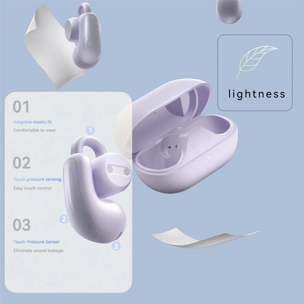 F18 1 Pair Wireless Clip-On Open-Ear Earbuds ANC Noise Cancelling Bluetooth-Compatible Earphones - Purple - 6