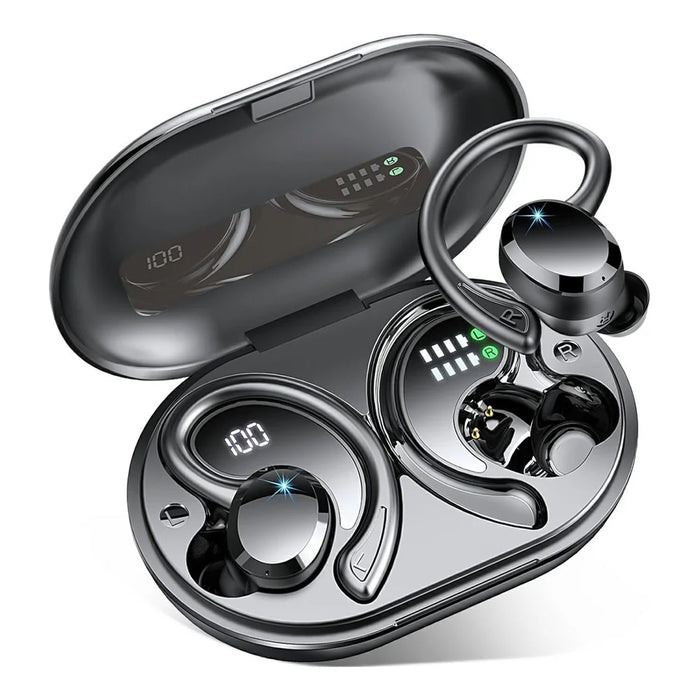 Q38 1 Pair Ear-Hook In-Ear Earphones Noise Cancelling Stereo Headphones Wireless Earbuds - Black - 1
