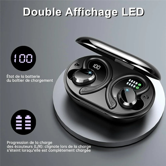 Q38 1 Pair Ear-Hook In-Ear Earphones Noise Cancelling Stereo Headphones Wireless Earbuds - Black - 5