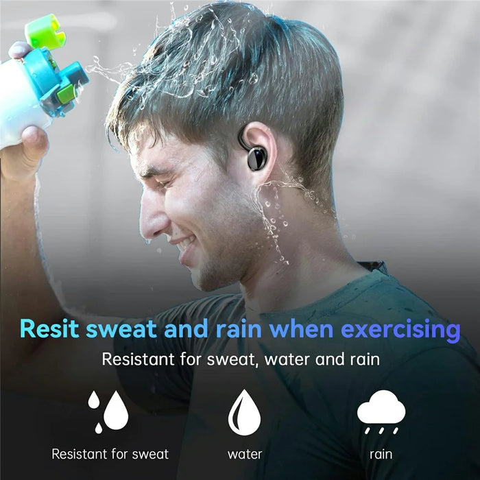 Q38 1 Pair Ear-Hook In-Ear Earphones Noise Cancelling Stereo Headphones Wireless Earbuds - Black - 7