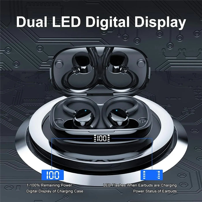 Q61 1 Pair In-Ear Sports Earbuds Digital Display Bluetooth-Compatible Headphones HIFI Sound Earphones - Black - 2