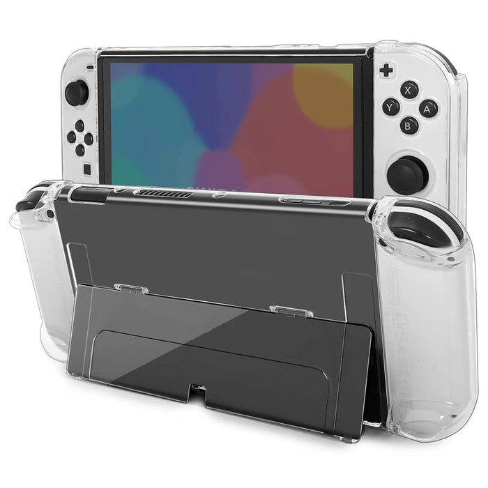 For Nintendo Switch OLED Crystal Clear Case with Stand Game Console Protective Cover Shell - Handle Raised Version - 1