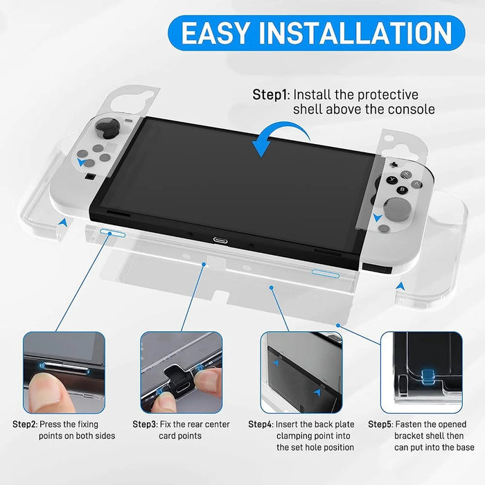 For Nintendo Switch OLED Crystal Clear Case with Stand Game Console Protective Cover Shell - Handle Raised Version - 3