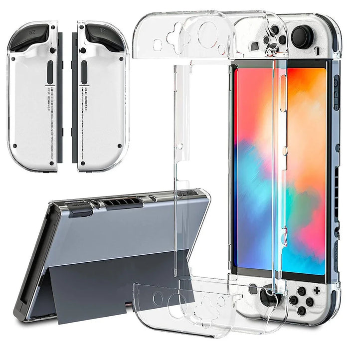 For Nintendo Switch OLED Crystal Clear Case with Stand Game Console Protective Cover Shell - Handle Raised Version - 5