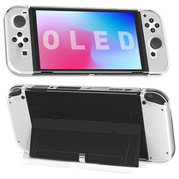 For Nintendo Switch OLED Crystal Clear Case with Stand Game Console Protective Cover Shell - Handle Raised Version - 7