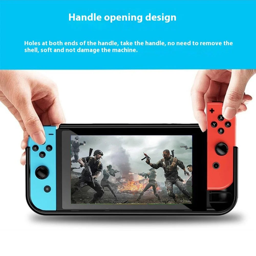 For Nintendo Switch OLED Game Console Case Carbon Fiber Texture Anti Drop Protective Cover with Stand - Black - 4