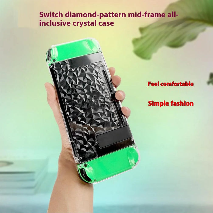 For Nintendo Switch OLED Crystal PC Case Diamond Pattern Split Design Protective Cover - 5