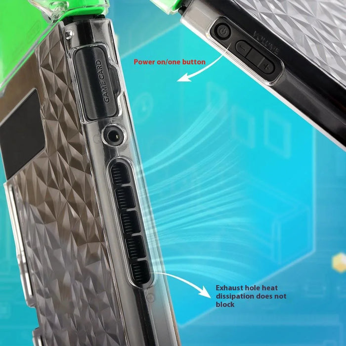 For Nintendo Switch OLED Crystal PC Case Diamond Pattern Split Design Protective Cover - 6