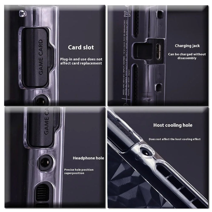 For Nintendo Switch OLED Crystal PC Case Diamond Pattern Split Design Protective Cover - 7