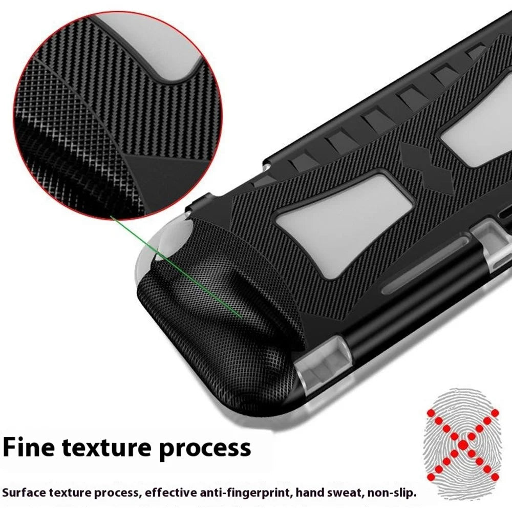 For Nintendo Switch Lite Case Carbon Fiber Texture TPU Anti Drop Console Protective Cover - Black - 6