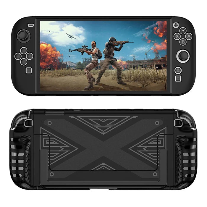 For Nintendo Switch 2 Console Case with Stand TPU + PC Detachable Protective Cover Accessory - Black - 1