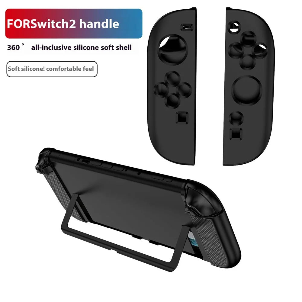 1Pair Silicone Cover for Nintendo Switch 2 Controller Protective Case Game Console Joy-Con Handle Sleeve - Black - 2