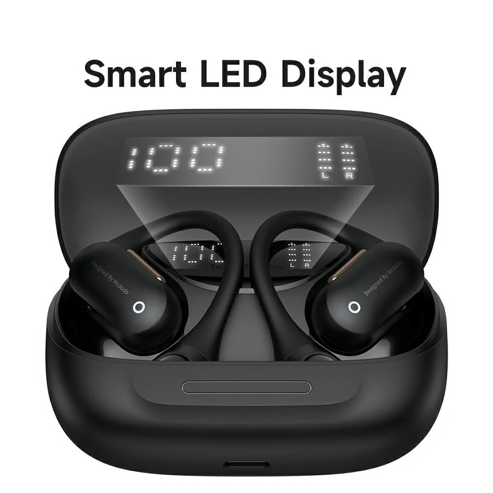 MCDODO HP-007 Open-Ear True Wireless Earbuds with LED Display BT Headphones IPX4 Water Resistant - Black - 6