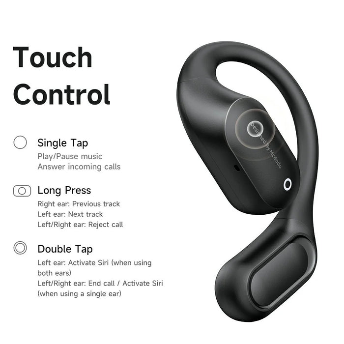MCDODO HP-007 Open-Ear True Wireless Earbuds with LED Display BT Headphones IPX4 Water Resistant - Black - 7