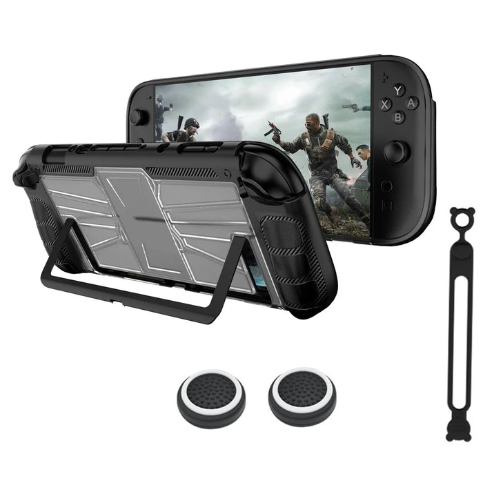 For Nintendo Switch 2 Game Console Shockproof Cover Crystal Clear TPU  + PC Protective Case - Black - 1