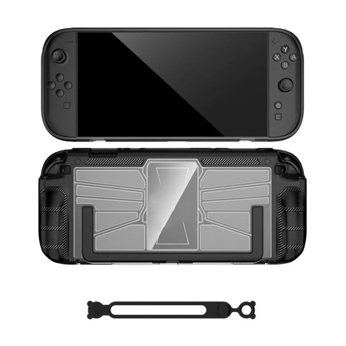 For Nintendo Switch 2 Game Console Shockproof Cover Crystal Clear TPU  + PC Protective Case - Black - 3