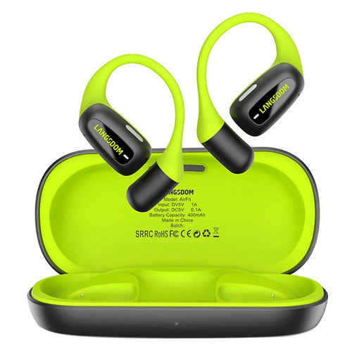 LANGSDOM Airfit Open Ear True Wireless Earbuds Bluetooth-Compatible Headphones for Running - Fluorescent Green - 1