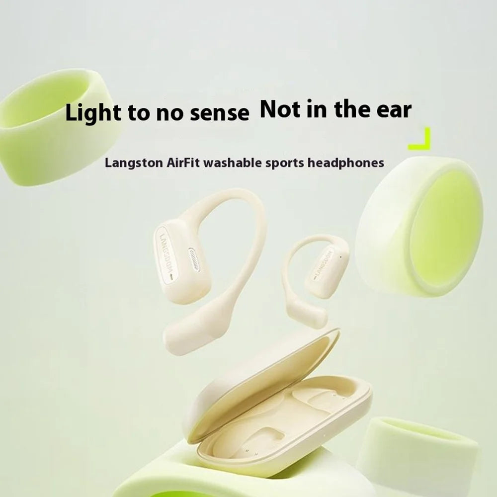 LANGSDOM Airfit Open Ear True Wireless Earbuds Bluetooth-Compatible Headphones for Running - Fluorescent Green - 6