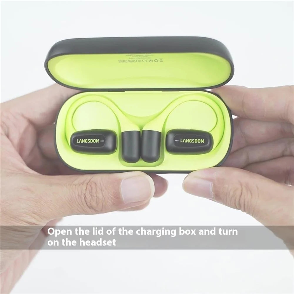 LANGSDOM Airfit Open Ear True Wireless Earbuds Bluetooth-Compatible Headphones for Running - Fluorescent Green - 7