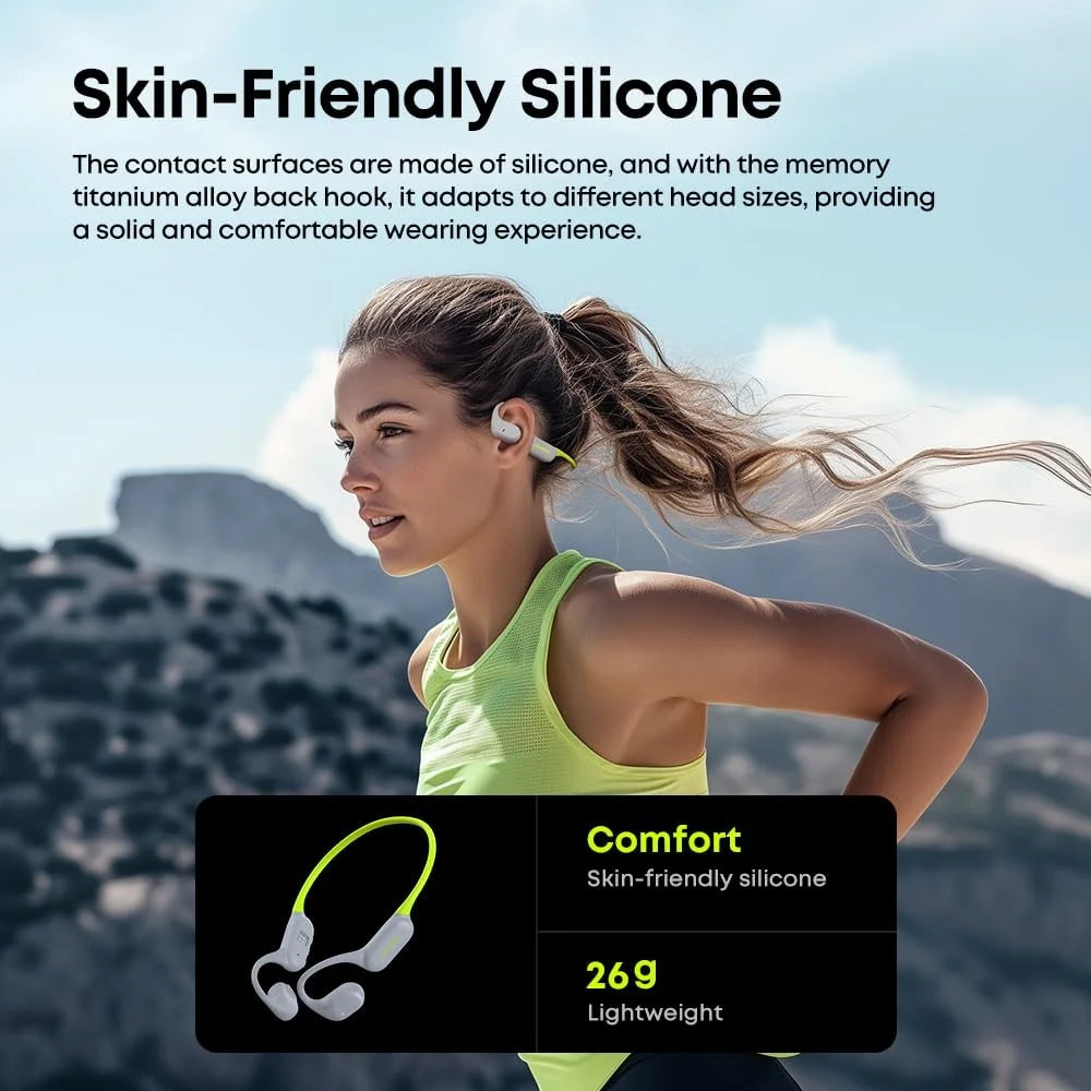 LANGSDOM Airware Pro BE19 Open Ear Headphones MP3 Mode Waterproof Running Earphones Built In 32G Storage - Grey+Green - 2