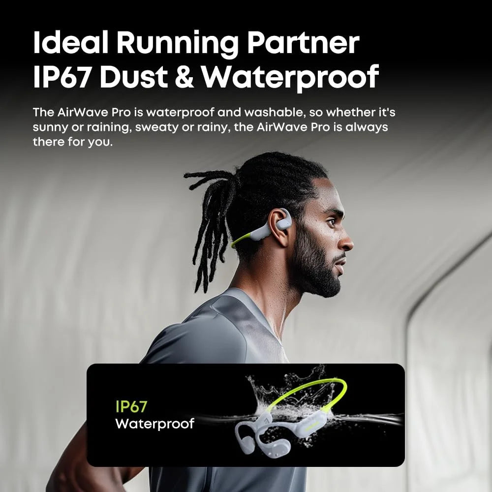 LANGSDOM Airware Pro BE19 Open Ear Headphones MP3 Mode Waterproof Running Earphones Built In 32G Storage - Grey+Green - 4